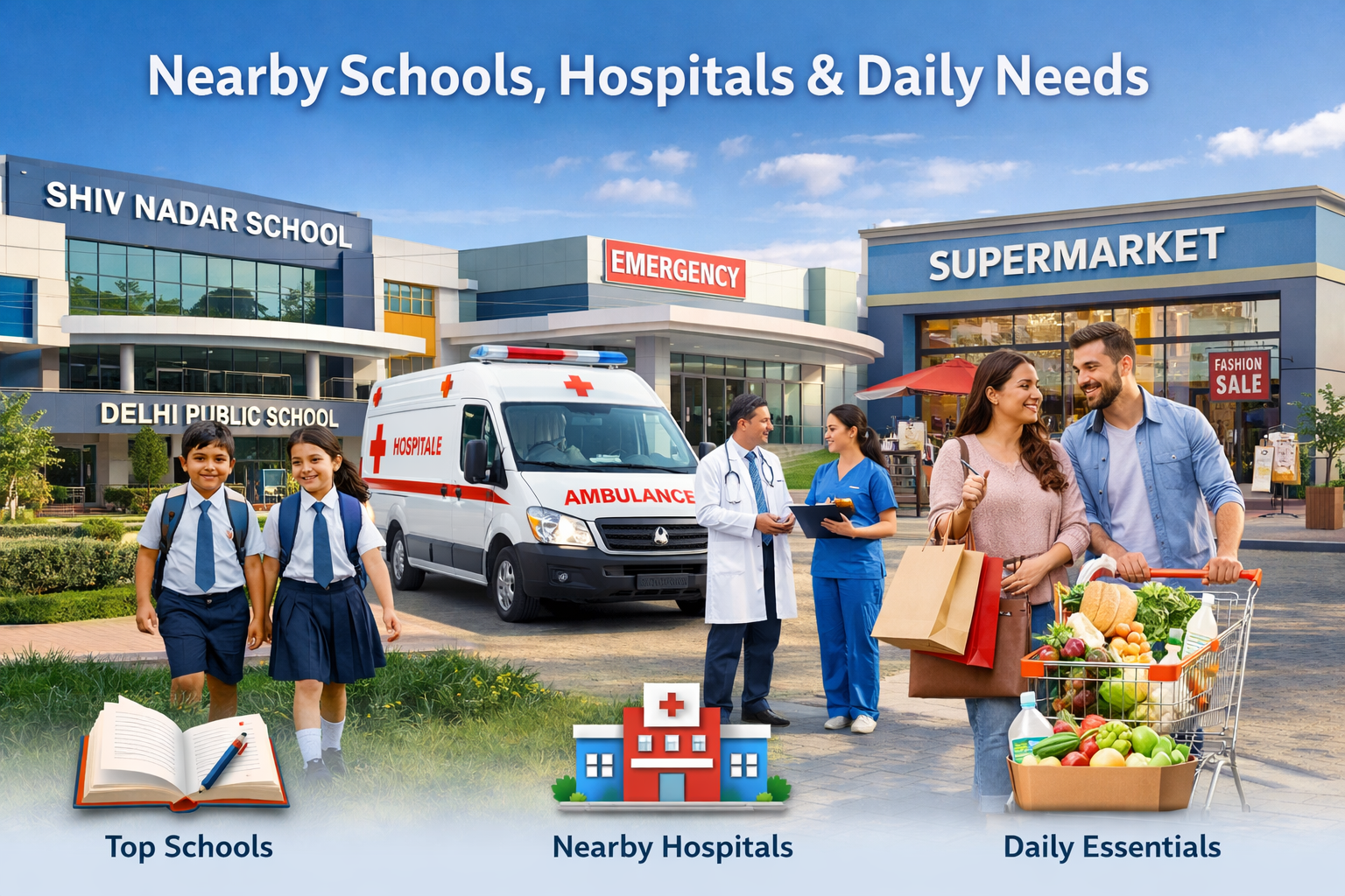 Nearby Schools, Hospitals & Daily Needs
