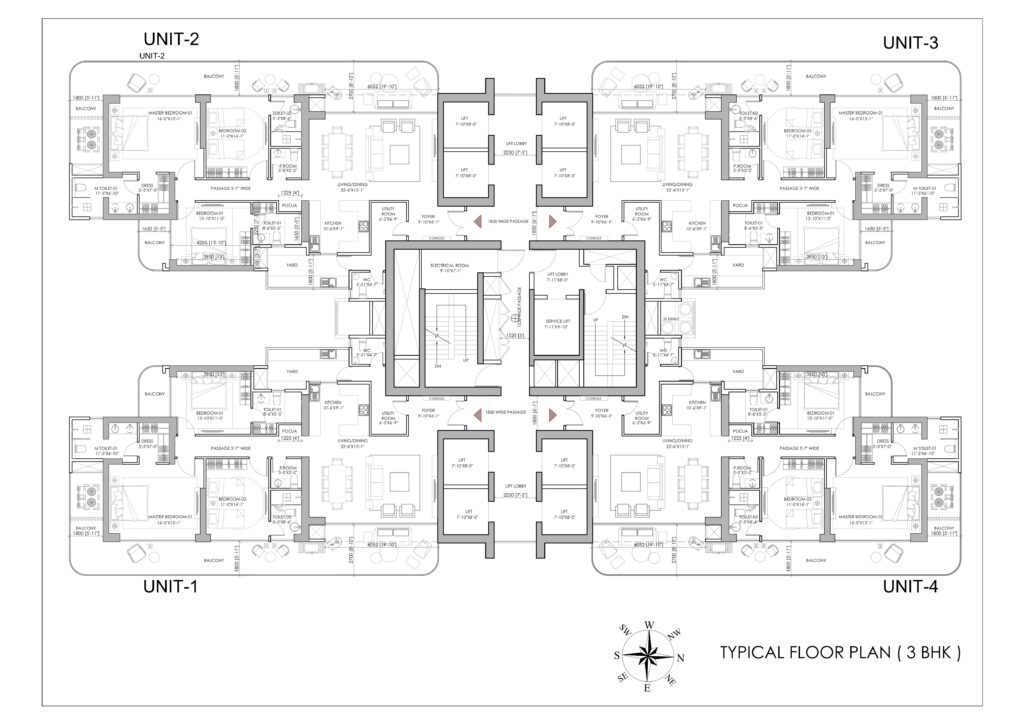 typical floor plan ( 3 bhk )