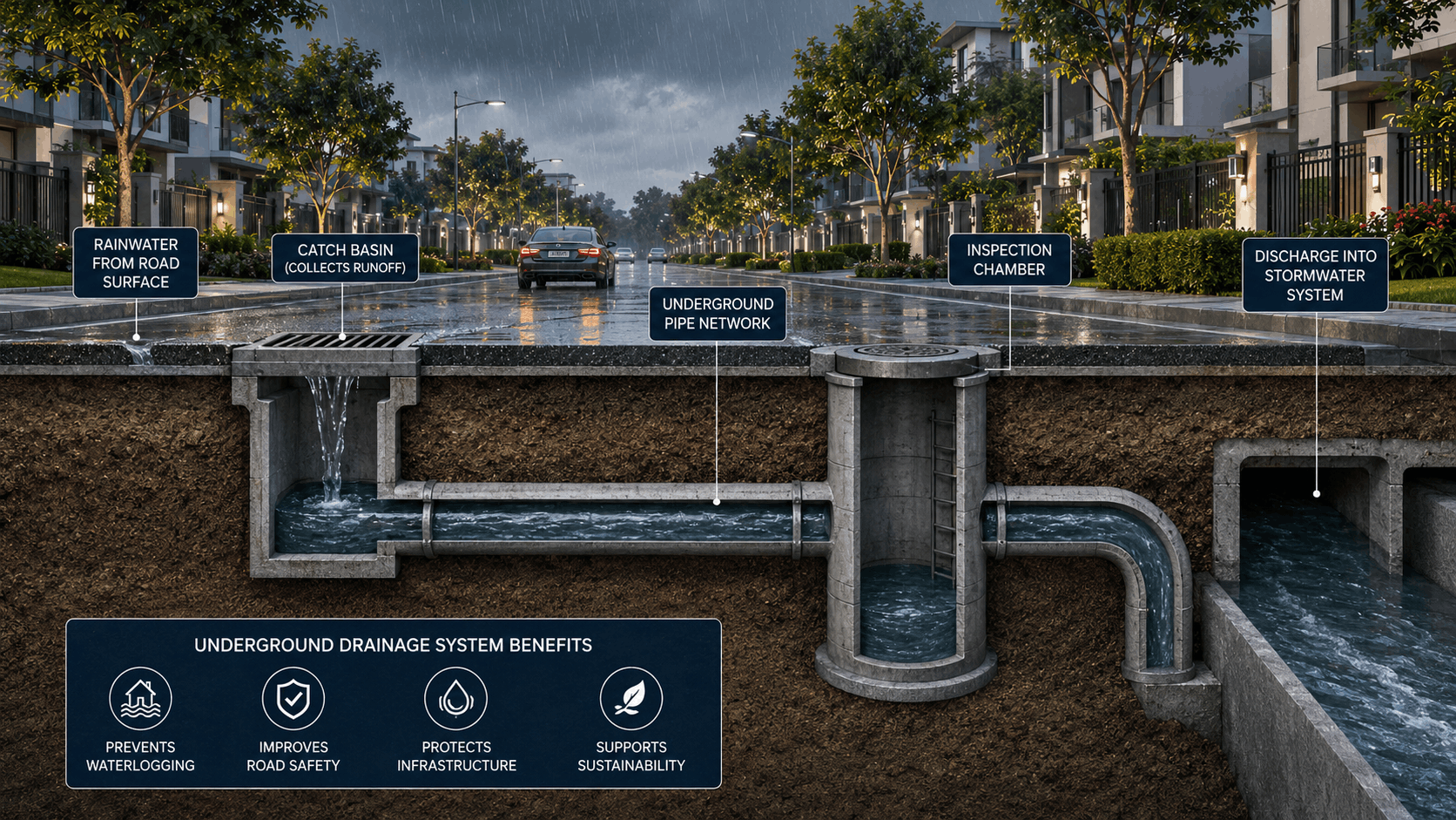 Amolik Aster Woods Underground Drainage System